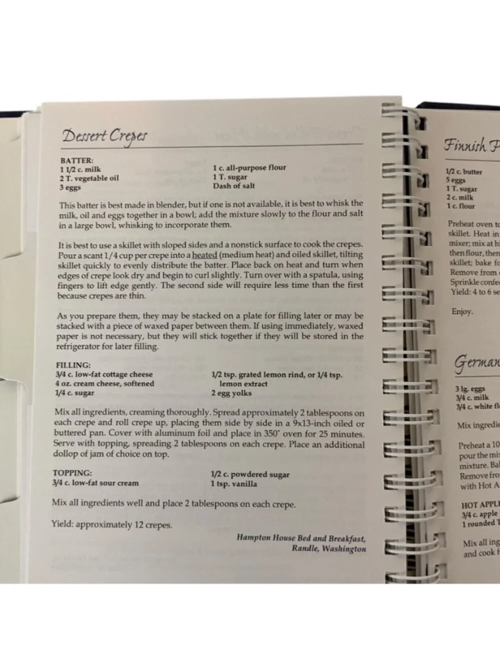 Northwest Mornings Washington Bed & Breakfast Guild Cookbook Favorite Recipes 20